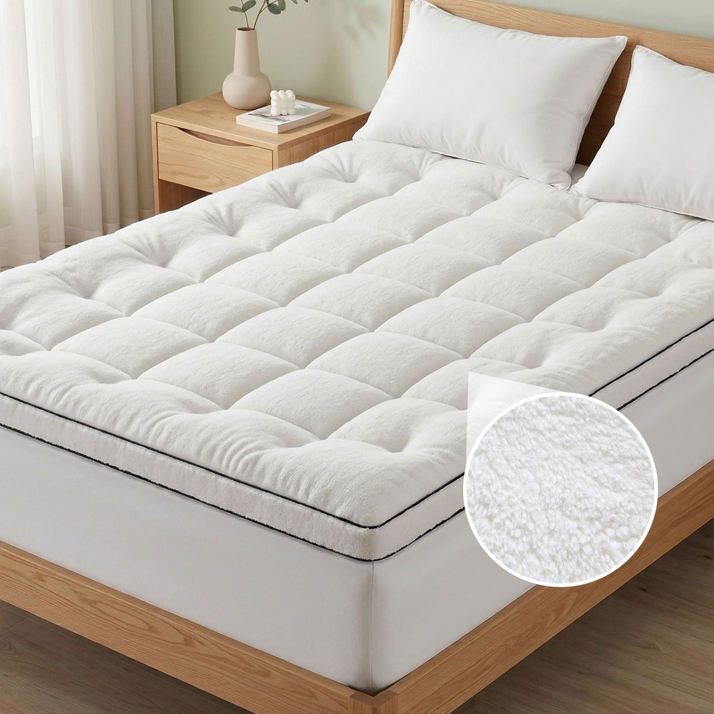 Giselle Bedding Queen Mattress Topper 5cm Coral Fleece TOPPER-FLEECE-5-Q
