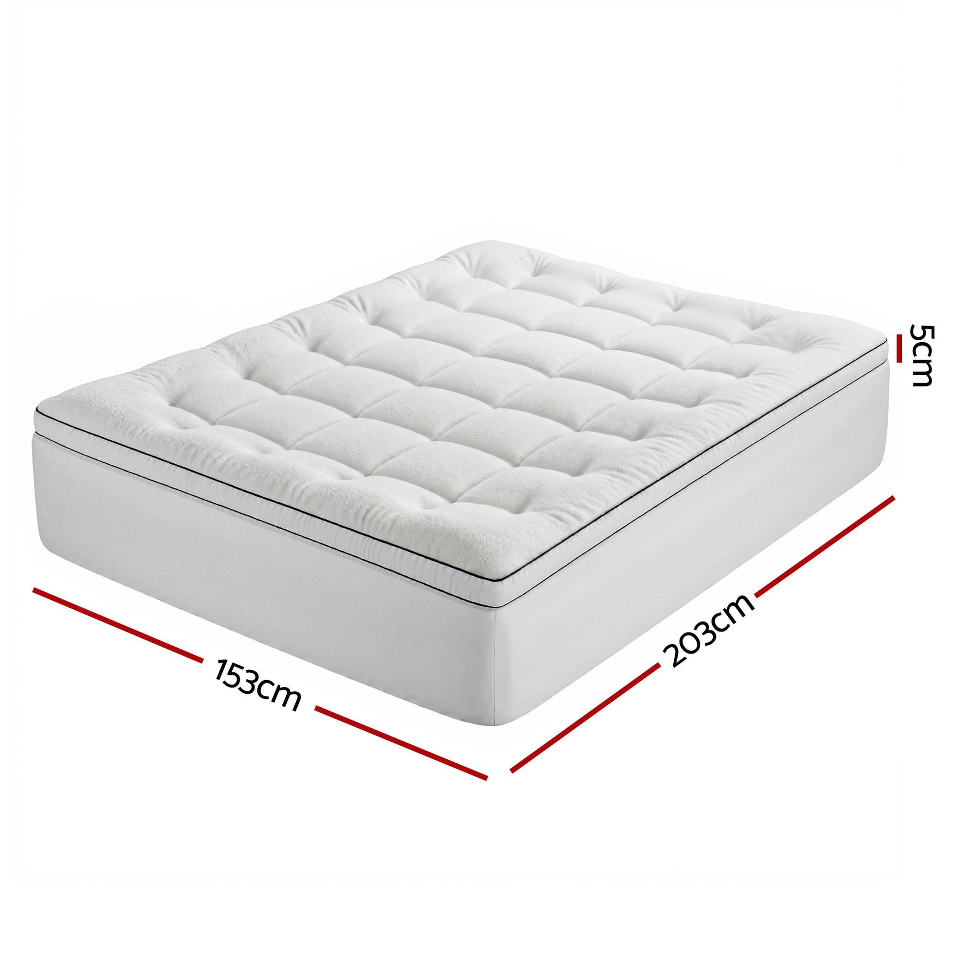 Giselle Bedding Queen Mattress Topper 5cm Coral Fleece TOPPER-FLEECE-5-Q