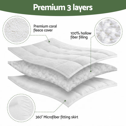 Giselle Bedding Queen Mattress Topper 5cm Coral Fleece TOPPER-FLEECE-5-Q