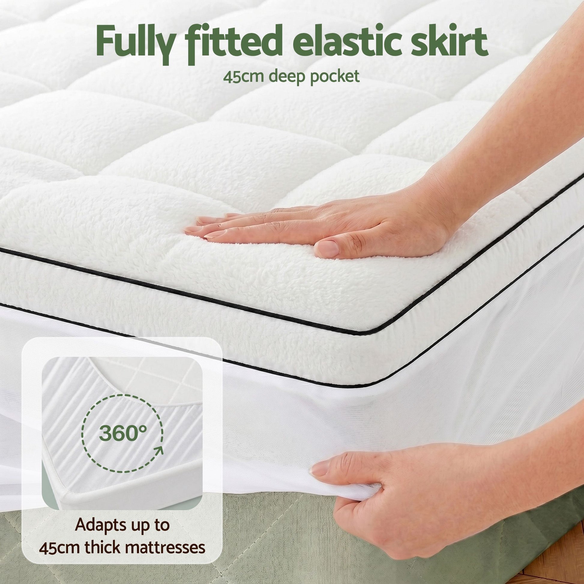 Giselle Bedding Queen Mattress Topper 5cm Coral Fleece TOPPER-FLEECE-5-Q