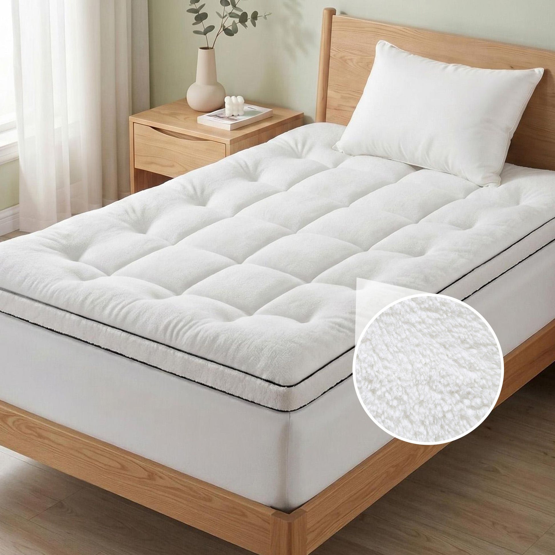 Giselle Bedding Single Mattress Topper 5cm Coral Fleece TOPPER-FLEECE-5-S