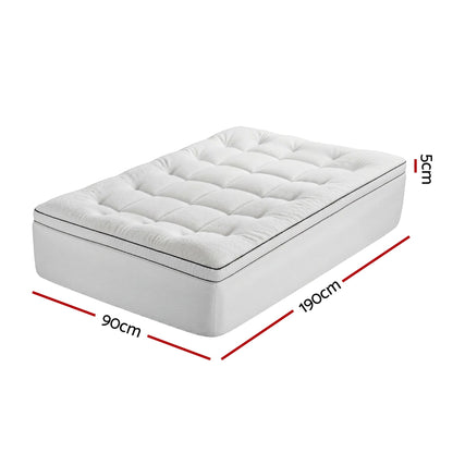 Giselle Bedding Single Mattress Topper 5cm Coral Fleece TOPPER-FLEECE-5-S