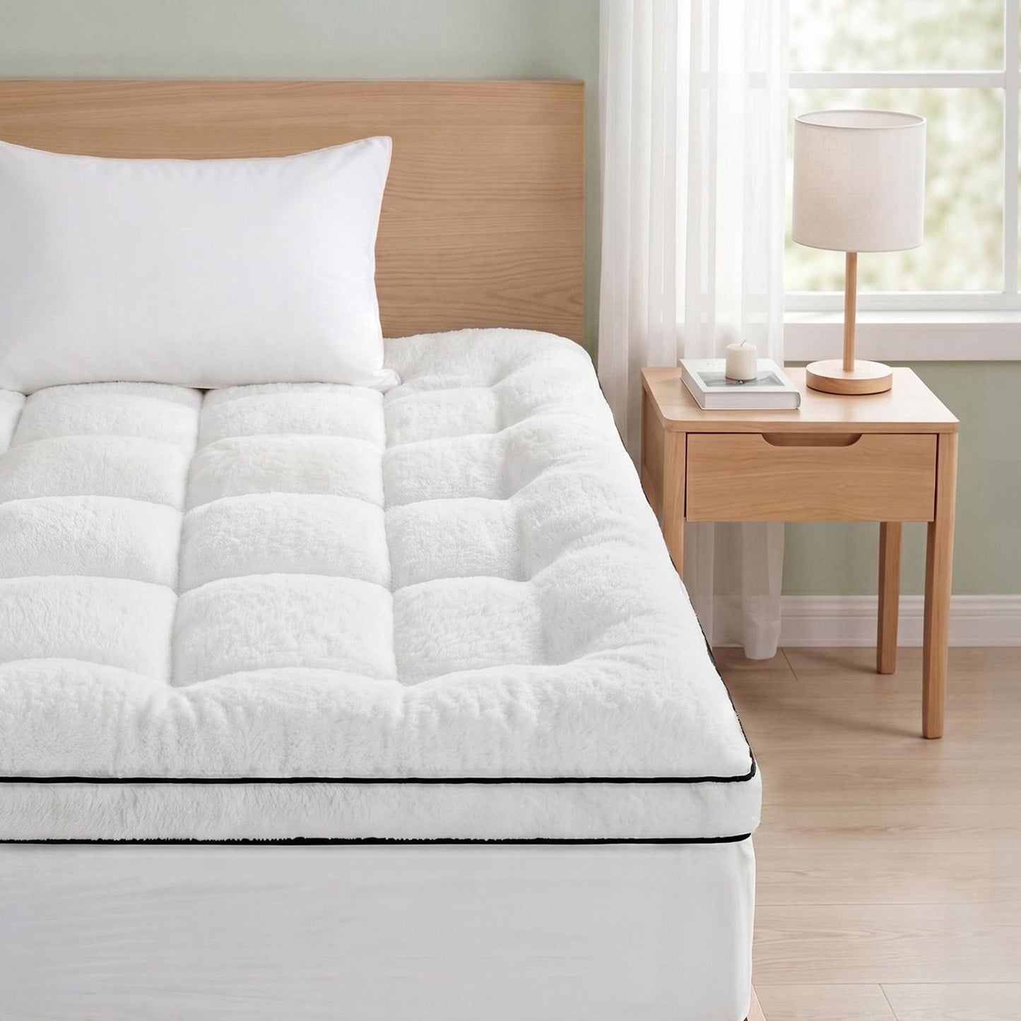 Giselle Bedding Single Mattress Topper 5cm Coral Fleece TOPPER-FLEECE-5-S