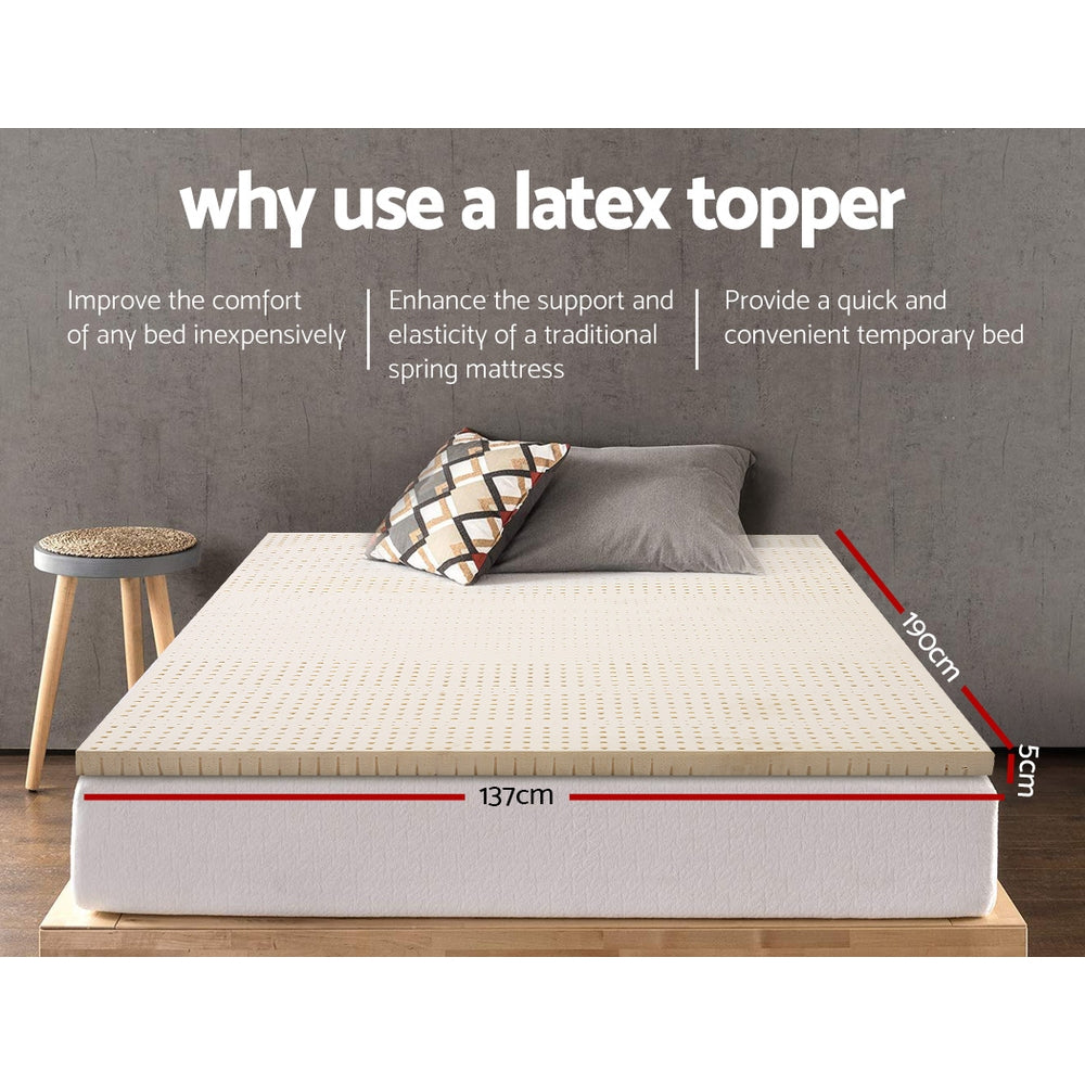 Giselle Bedding Latex Mattress Topper, 5cm Thick Cooling Bed Pad for Side Sleepers Pain Relief, 7 Zone TOPPER-LT-D-5