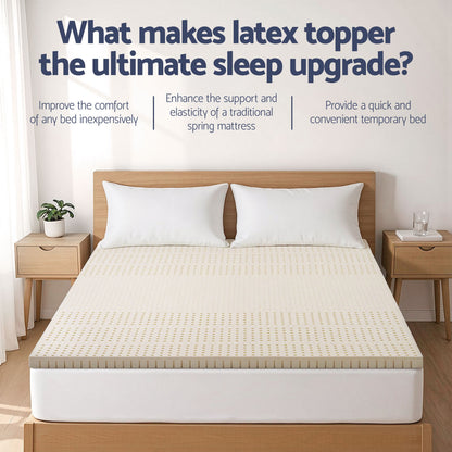 Giselle Bedding Natural Latex Mattress Topper, 7-Zone Pressure Relief Bed Pad for Back Pain, Ice Silk Cooling TOPPER-LT-D-5-CO