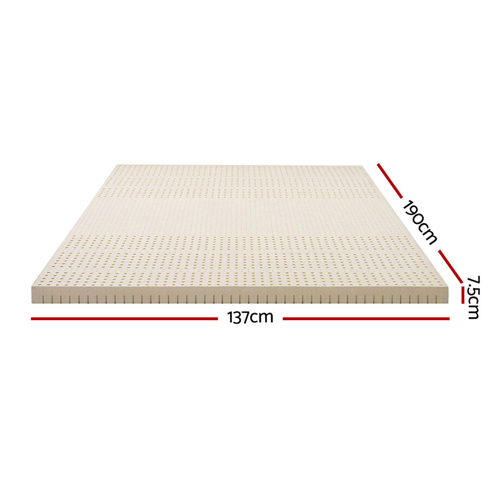 Giselle Bedding Latex Mattress Topper, 7.5cm Thick 7-Zone Pressure Relief Bed Pad with Washable Cover, Cooling Breathable Mat for Side Sleepers & Back Pain, Beige Double