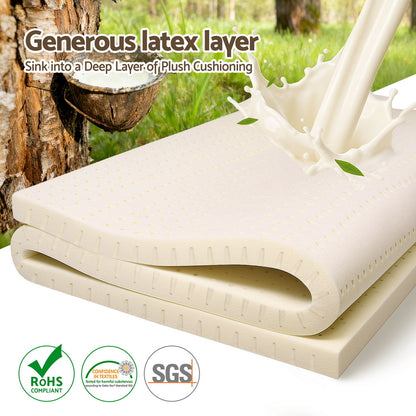 Giselle Bedding Latex Mattress Topper, 5cm Thick Cooling Bed Pad for Side Sleepers Pain Relief, 7 Zone TOPPER-LT-K-5