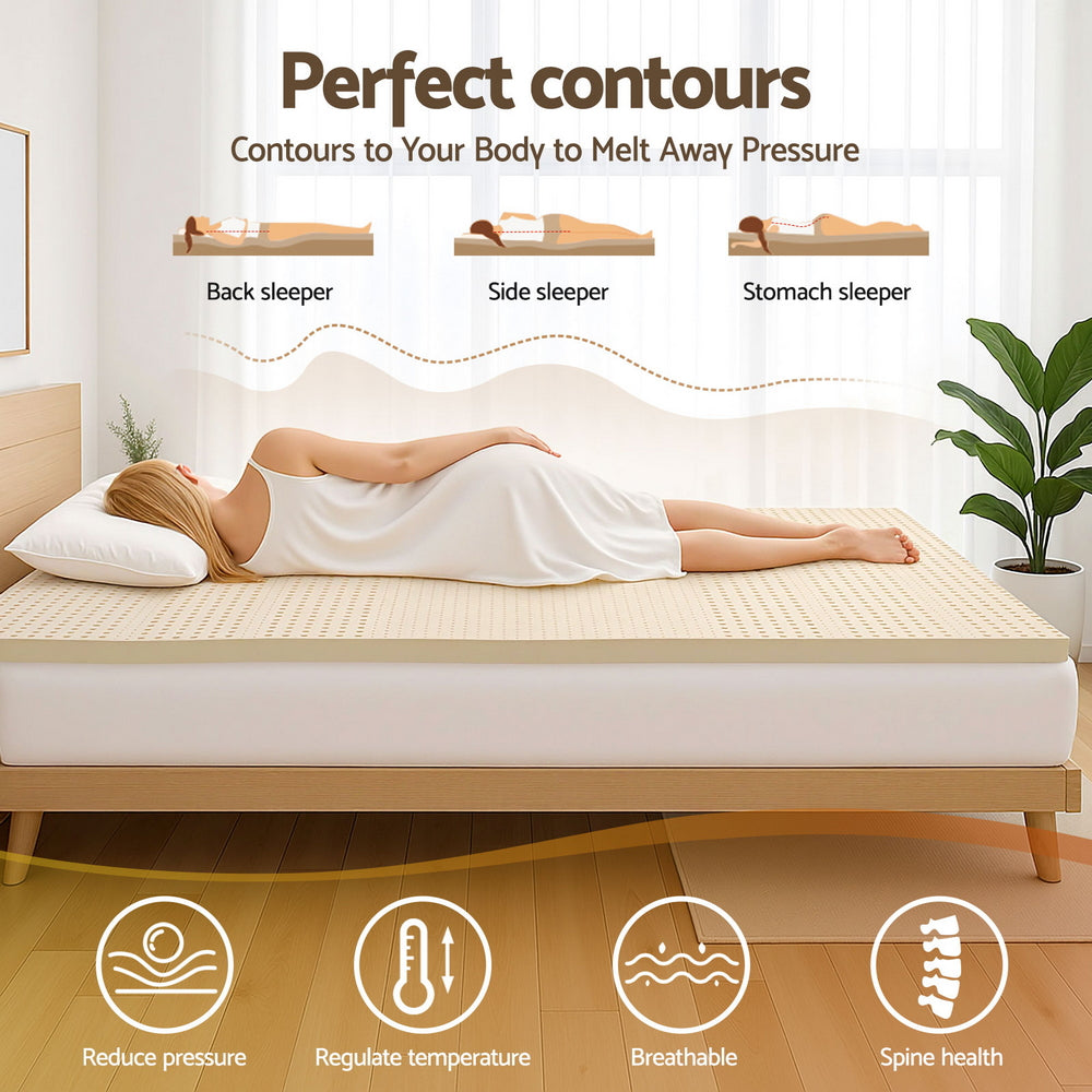 Giselle Bedding Latex Mattress Topper, 5cm Thick Cooling Bed Pad for Side Sleepers Pain Relief, 7 Zone TOPPER-LT-K-5
