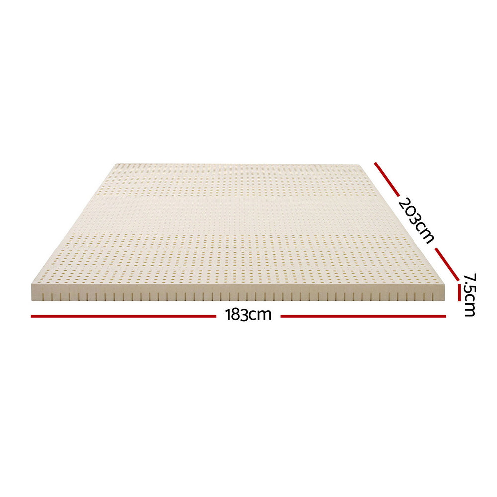 Giselle Bedding Latex Mattress Topper, 7.5cm Thick 7-Zone Pressure Relief Bed Pad with Washable Cover, TOPPER-LT-K-75