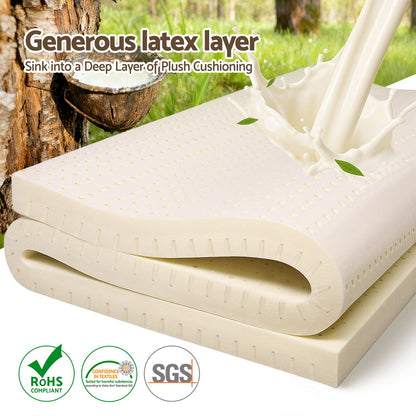 Giselle Bedding Latex Mattress Topper, 7.5cm Thick 7-Zone Pressure Relief Bed Pad with Washable Cover, TOPPER-LT-K-75