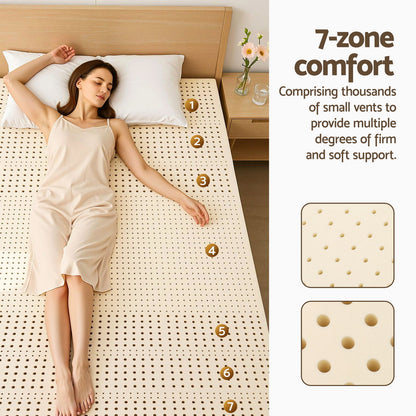 Giselle Bedding Latex Mattress Topper, 7.5cm Thick 7-Zone Pressure Relief Bed Pad with Washable Cover, TOPPER-LT-K-75