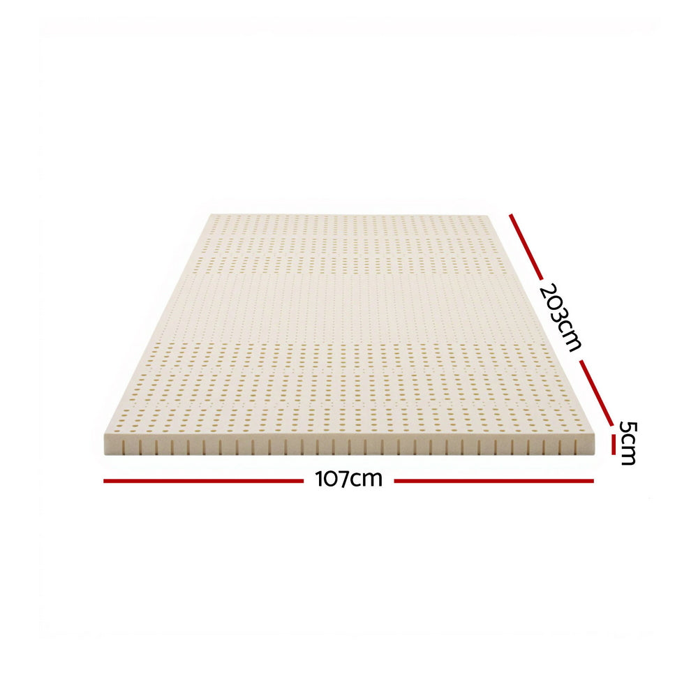 Giselle Bedding Latex Mattress Topper, 5cm Thick Cooling Bed Pad for Side Sleepers Pain Relief, 7 Zone Foldable Mat with Washable Cover for Guest Room Bedroom King Single
