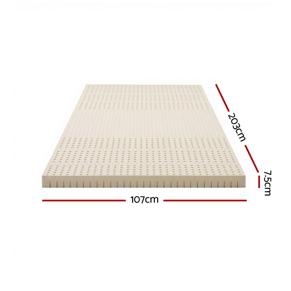 Giselle Bedding Latex Mattress Topper, 7.5cm Thick 7-Zone Pressure Relief Bed Pad with Washable Cover, TOPPER-LT-KS-75