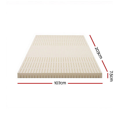 Giselle Bedding Latex Mattress Topper, 7.5cm Thick 7-Zone Pressure Relief Bed Pad with Washable Cover, TOPPER-LT-KS-75