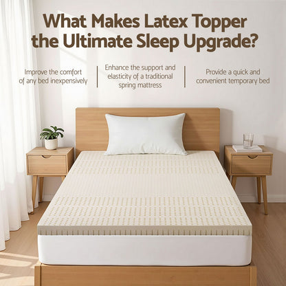 Giselle Bedding Latex Mattress Topper, 7.5cm Thick 7-Zone Pressure Relief Bed Pad with Washable Cover, TOPPER-LT-KS-75