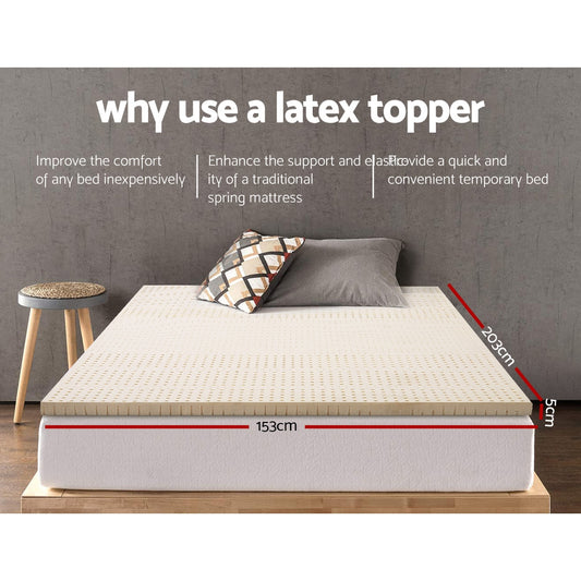Giselle Bedding Latex Mattress Topper, 5cm Thick Cooling Bed Pad for Side Sleepers Pain Relief, 7 Zone TOPPER-LT-Q-5