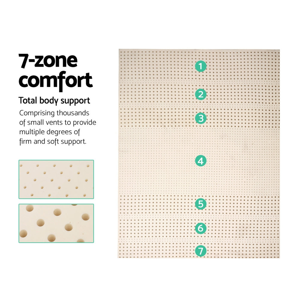 Giselle Bedding Latex Mattress Topper, 5cm Thick Cooling Bed Pad for Side Sleepers Pain Relief, 7 Zone TOPPER-LT-Q-5