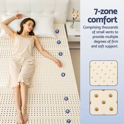 Giselle Bedding Natural Latex Mattress Topper, 7-Zone Pressure Relief Bed Pad for Back Pain, Ice Silk Cooling TOPPER-LT-Q-5-CO