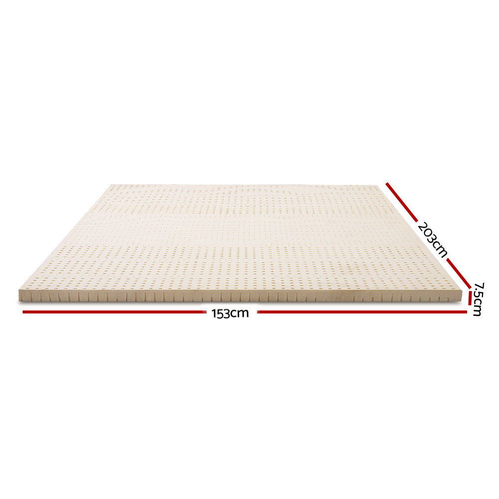Giselle Bedding Latex Mattress Topper, 7.5cm Thick 7-Zone Pressure Relief Bed Pad with Washable Cover, TOPPER-LT-Q-75