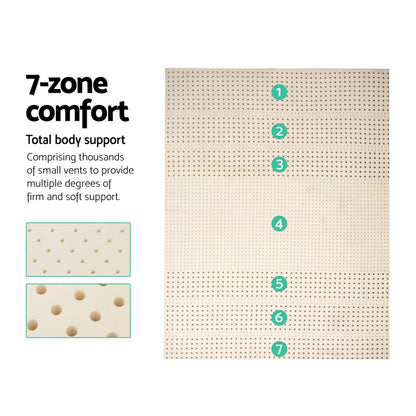 Giselle Bedding Latex Mattress Topper, 7.5cm Thick 7-Zone Pressure Relief Bed Pad with Washable Cover, TOPPER-LT-Q-75