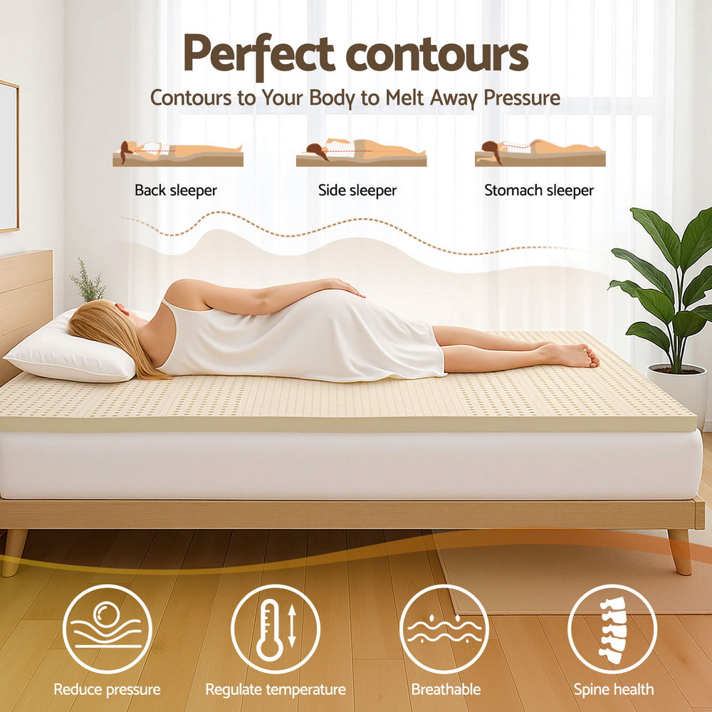 Giselle Bedding Latex Mattress Topper, 5cm Thick Cooling Bed Pad for Side Sleepers Pain Relief, 7 Zone TOPPER-LT-S-5