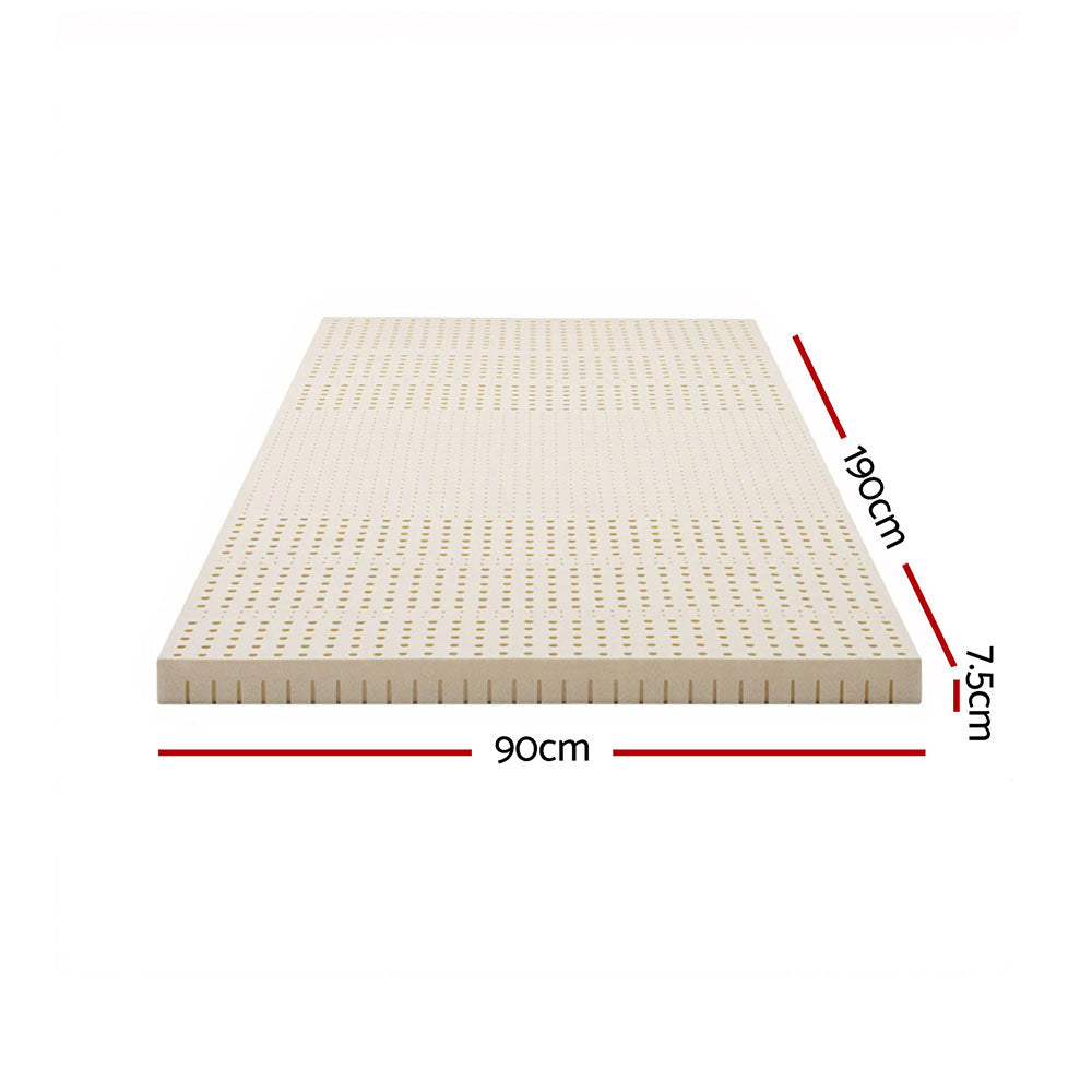 Giselle Bedding Latex Mattress Topper, 7.5cm Thick 7-Zone Pressure Relief Bed Pad with Washable Cover, TOPPER-LT-S-75