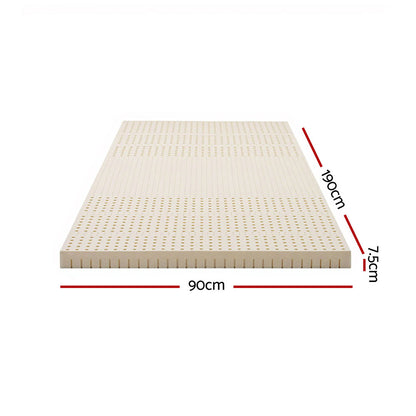 Giselle Bedding Latex Mattress Topper, 7.5cm Thick 7-Zone Pressure Relief Bed Pad with Washable Cover, TOPPER-LT-S-75