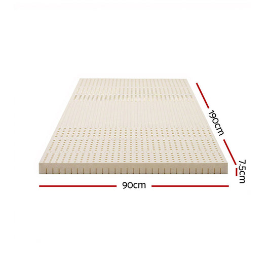 Giselle Bedding Latex Mattress Topper, 7.5cm Thick 7-Zone Pressure Relief Bed Pad with Washable Cover, TOPPER-LT-S-75