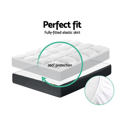 Giselle Bedding Pillowtop Mattress Topper 5cm Thick Pad for Back Pain Relief Washable Underlay Protector TOPPER-PT-S