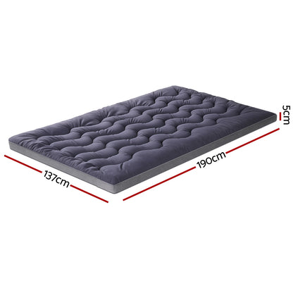Giselle Bedding 5cm Pillowtop Topper Bamboo Polyester Blend Fibre Pad for Back Pain Relief Washable TOPPER-WA-CHAR-D