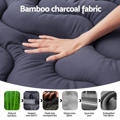 Giselle Bedding 5cm Pillowtop Topper Bamboo Polyester Blend Fibre Pad for Back Pain Relief Washable TOPPER-WA-CHAR-K