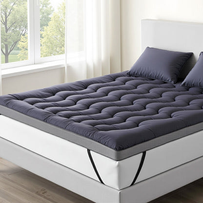 Giselle Bedding 5cm Pillowtop Topper Bamboo Polyester Blend Fibre Pad for Back Pain Relief Washable TOPPER-WA-CHAR-K