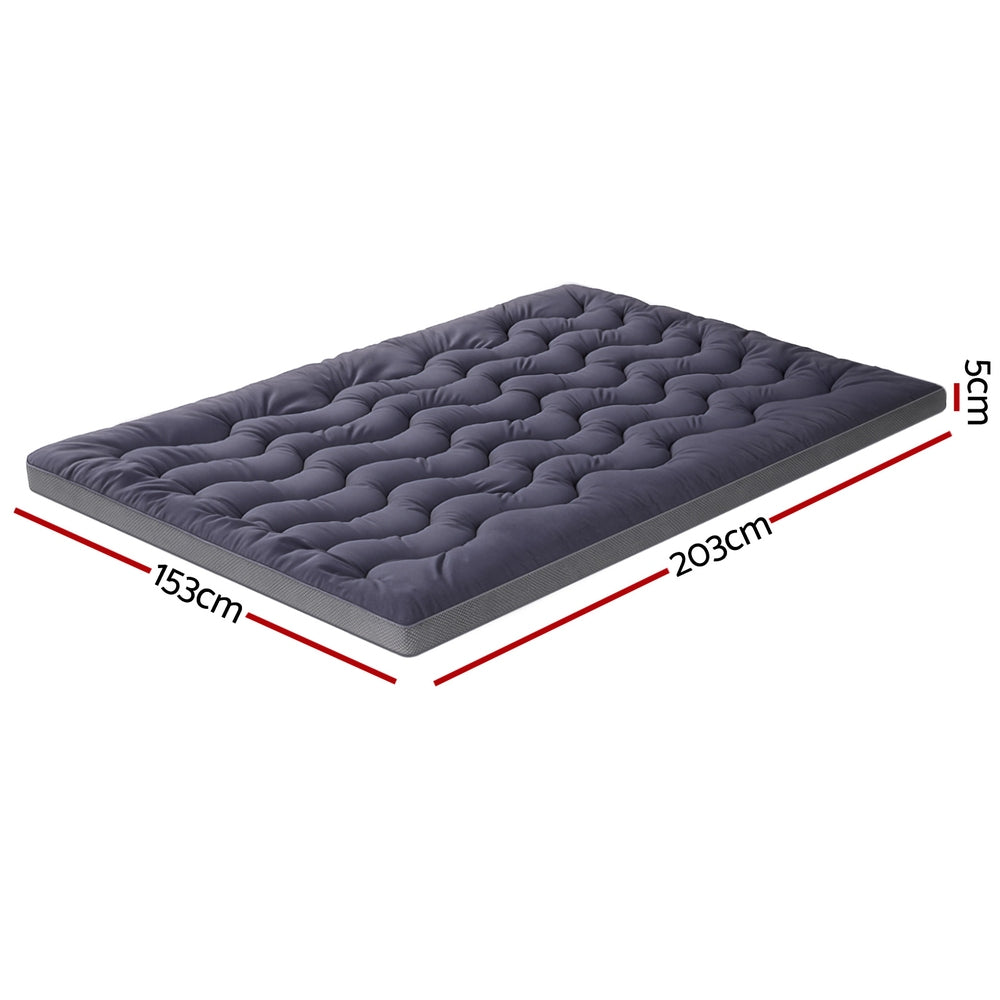 Giselle Bedding 5cm Pillowtop Topper Bamboo Polyester Blend Fibre Pad for Back Pain Relief Washable TOPPER-WA-CHAR-Q