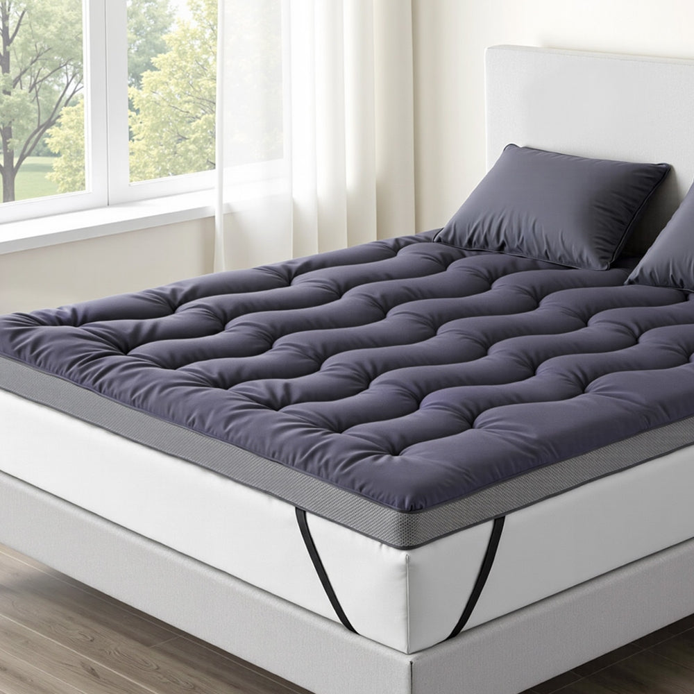 Giselle Bedding 5cm Pillowtop Topper Bamboo Polyester Blend Fibre Pad for Back Pain Relief Washable TOPPER-WA-CHAR-Q