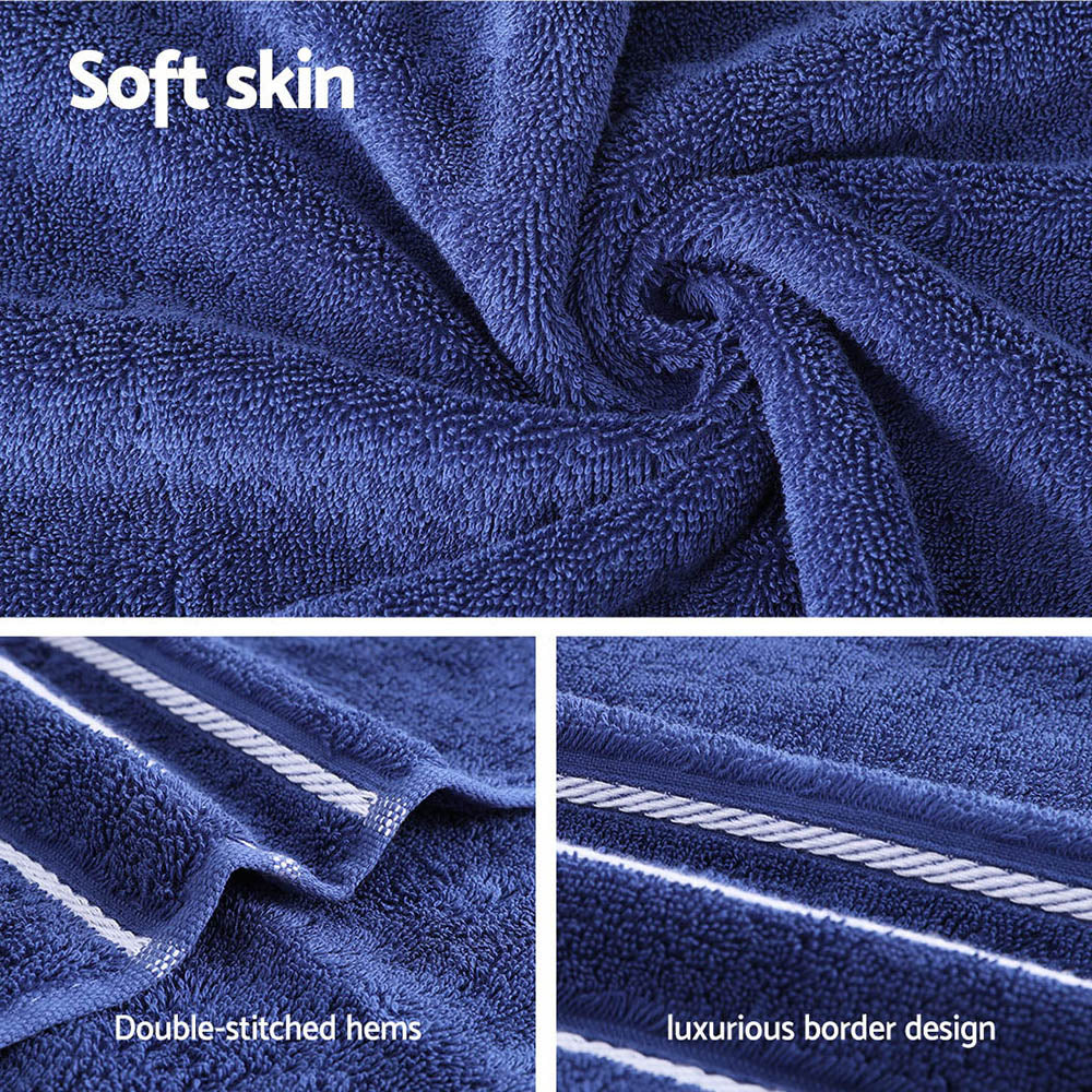6 Pack Bath Towels Set Cotton Towel Navy TOWEL-6-ALL-BL