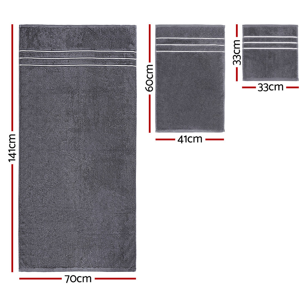 6 Pack Bath Towels Set Cotton Towel Grey TOWEL-6-ALL-GR