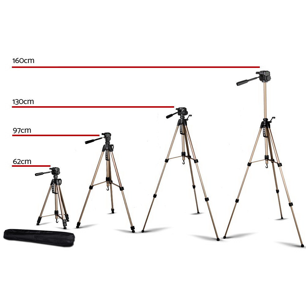 Weifeng Professional Camera Tripod Stand Mount DSLR Travel Adjustable 62-160cm Gold TP-WT3750