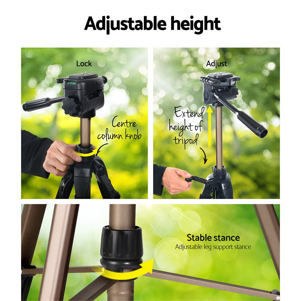 Weifeng Professional Camera Tripod Stand Mount DSLR Travel Adjustable 62-160cm Gold TP-WT3750