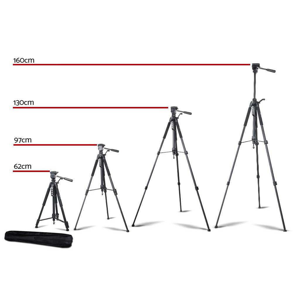 Weifeng Professional Camera Tripod Stand Mount DSLR Travel Adjustable 62-160cm Black TP-WT3750BK