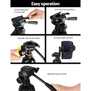 Weifeng Professional Camera Tripod Stand Mount DSLR Travel Adjustable 62-160cm Black TP-WT3750BK