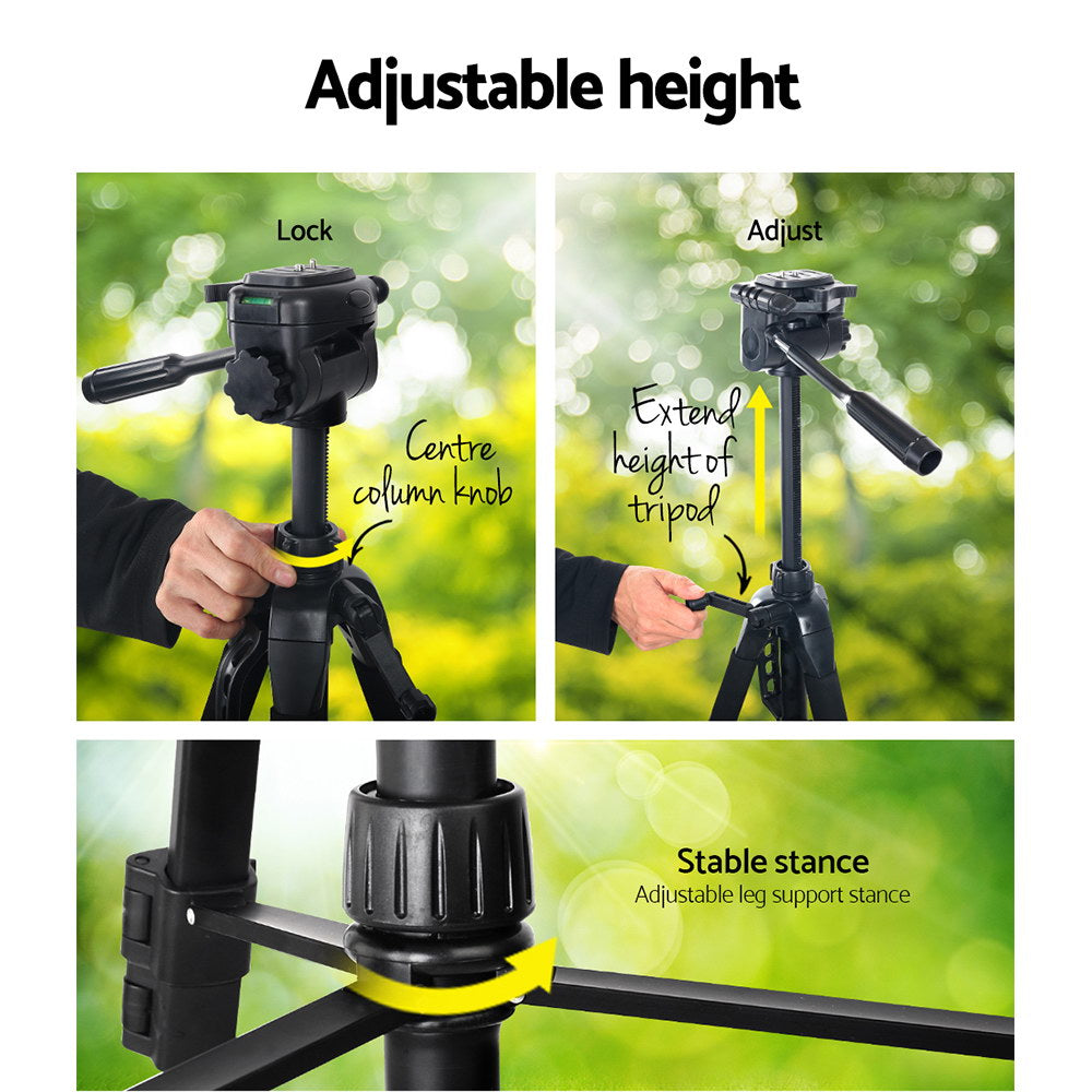 Weifeng Professional Camera Tripod Stand Mount DSLR Travel Adjustable 62-160cm Black TP-WT3750BK
