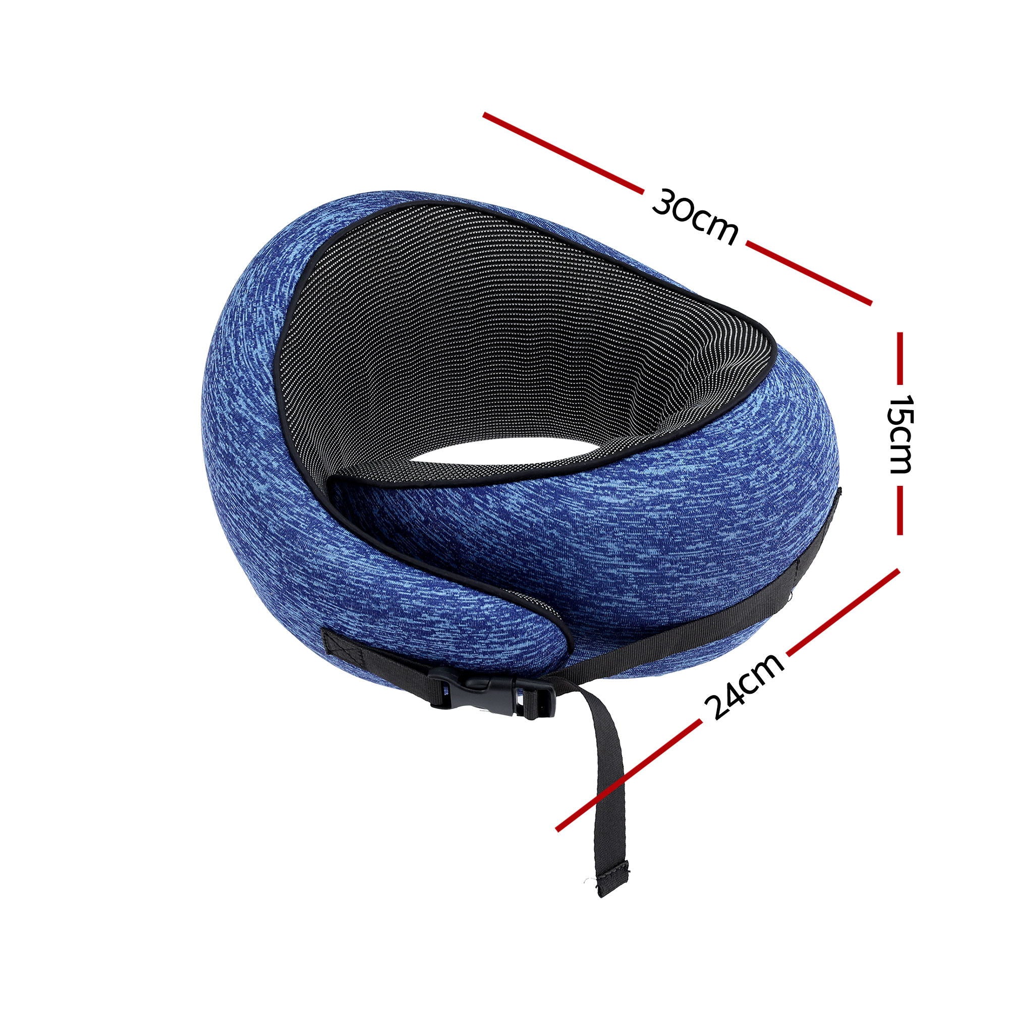 Wanderlite Travel Pillows for Airplanes Ergonomic Memory Foam Neck Pillow, Breathable & Washable Cover, TR-PI-RND-01-BL
