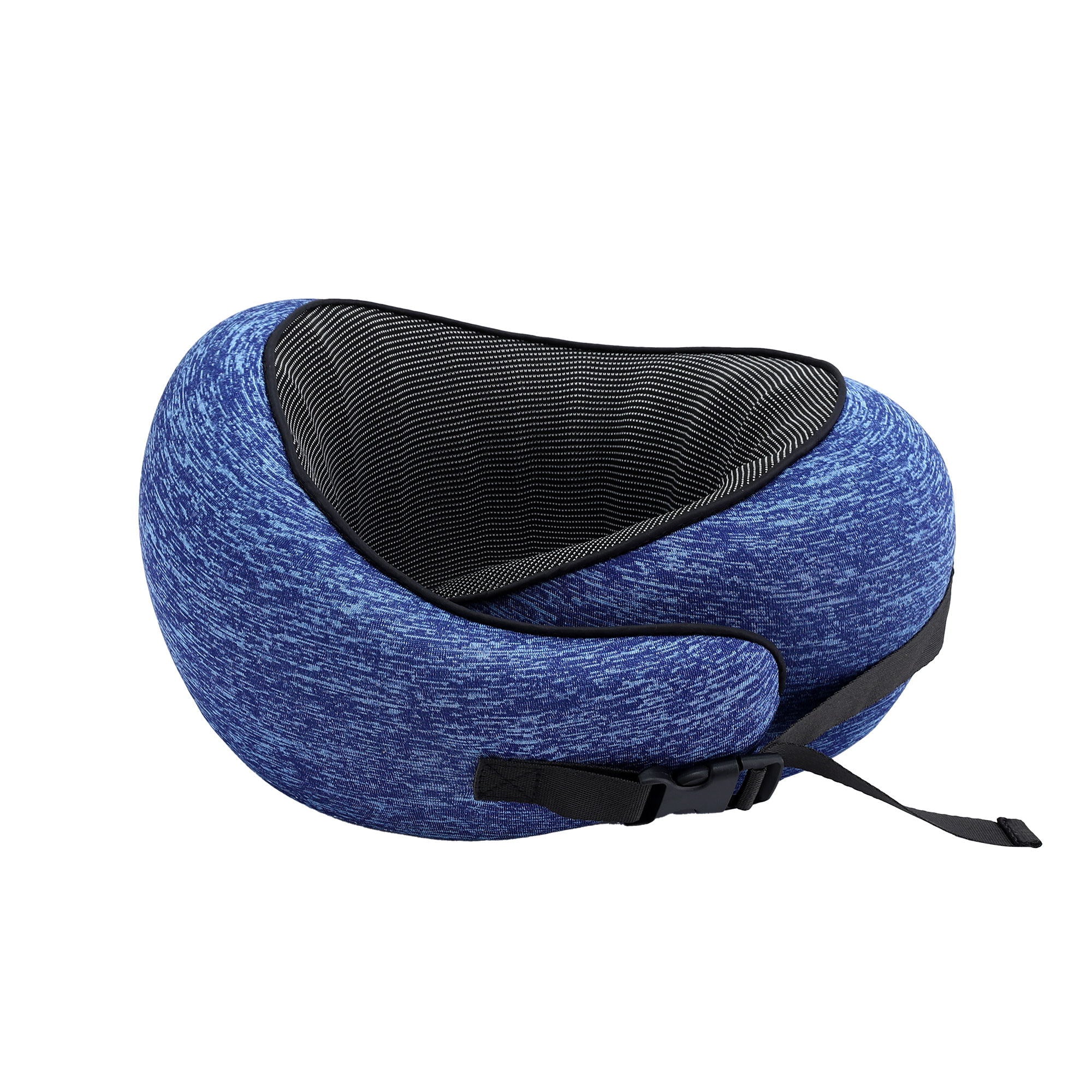 Wanderlite Travel Pillows for Airplanes Ergonomic Memory Foam Neck Pillow, Breathable & Washable Cover, TR-PI-RND-01-BL