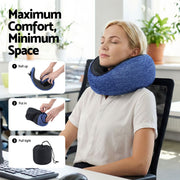 Wanderlite Travel Pillows for Airplanes Ergonomic Memory Foam Neck Pillow, Breathable & Washable Cover, TR-PI-RND-01-BL