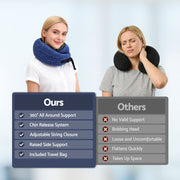 Wanderlite Travel Pillows for Airplanes Ergonomic Memory Foam Neck Pillow, Breathable & Washable Cover, TR-PI-RND-01-BL