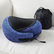 Wanderlite Travel Pillows for Airplanes Ergonomic Memory Foam Neck Pillow, Breathable & Washable Cover, TR-PI-RND-01-BL