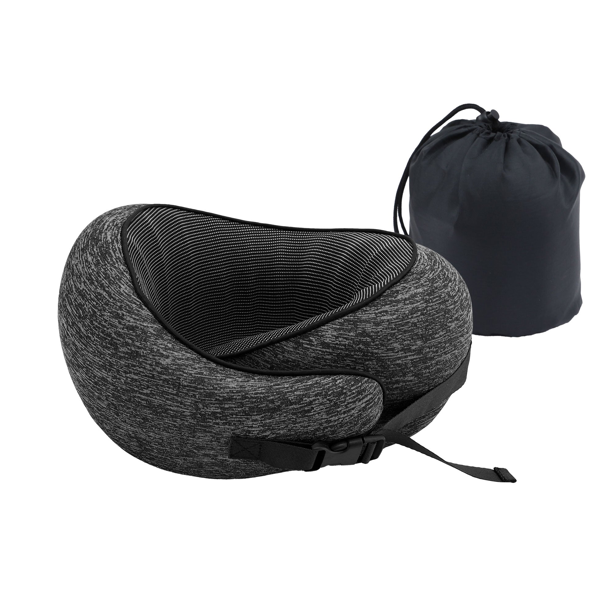 Wanderlite Travel Pillows for Airplanes Ergonomic Memory Foam Neck Pillow, Breathable & Washable Cover, TR-PI-RND-01-GY