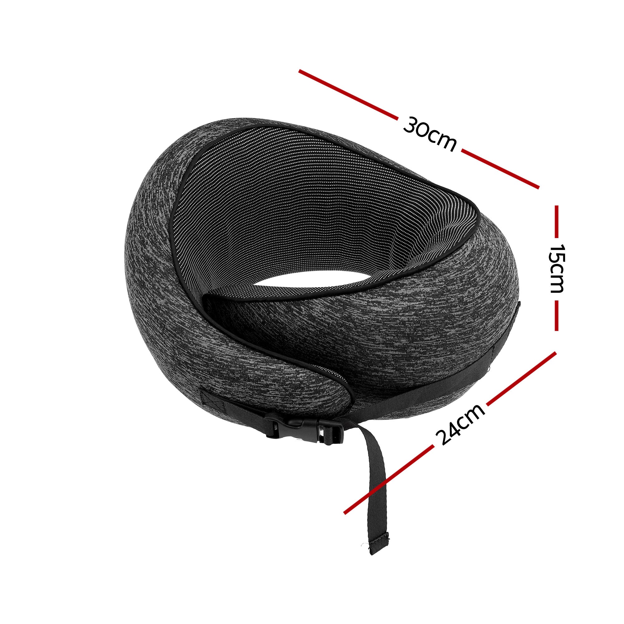 Wanderlite Travel Pillows for Airplanes Ergonomic Memory Foam Neck Pillow, Breathable & Washable Cover, TR-PI-RND-01-GY