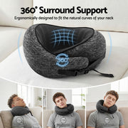 Wanderlite Travel Pillows for Airplanes Ergonomic Memory Foam Neck Pillow, Breathable & Washable Cover, TR-PI-RND-01-GY