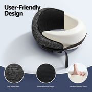 Wanderlite Travel Pillows for Airplanes Ergonomic Memory Foam Neck Pillow, Breathable & Washable Cover, TR-PI-RND-01-GY